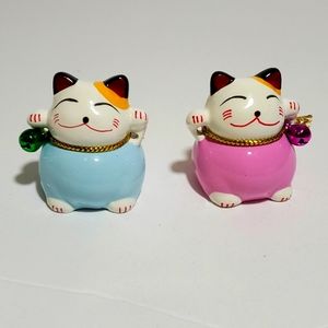 Maneki Neko Japanese Wealth Cats set of 2